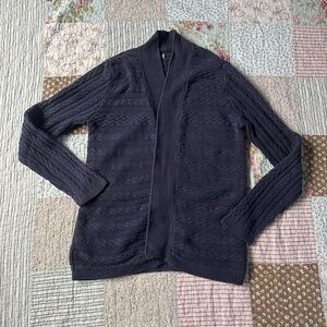 Navy cotton blend knit cardigan